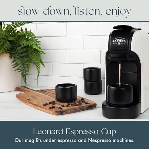 Folk Ceramics Leonard Ceramic Espresso Cups | Modern Stackable Demitasse Mugs for Espresso | Thick Walled, Handleless, Durable, Dishwasher & Microwave Safe | Set of 2, 3oz | Matte Black 6