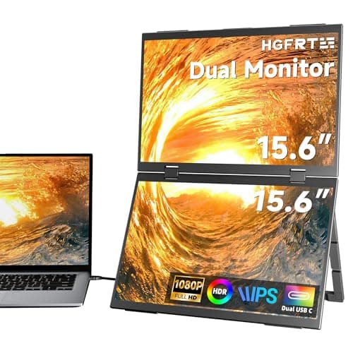 HGFRTEE Laptop Screen Extender 15.6" - Dual Portable Monitors 1080P IPS FHD Stacked Folding Triple Display HDMI USB-C Travel Extended Extra Screen for Laptop Windows Mac w/Stand & VESA - LCD Panels