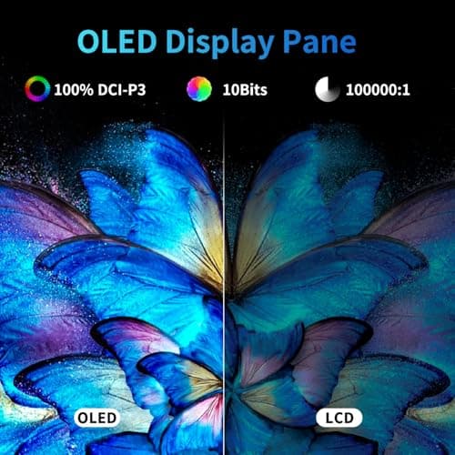 DAMRAPT 16" OLED Portable Monitor 4K 16:10, 3840x2400p, 100% Adobe RGB, 10-Bit, 400+ Nits, 100000:1 Contrast,Ultra-Slim Travel Monitor with Seelve Case, External for Laptop, Mac, PC, Game Consoles 2