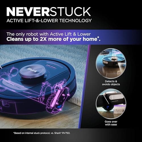 Shark RV2820AE Detect Pro Self-Empty Robot Vacuum with Bagless, 60-day Capacity HEPA Base, 3 Detect & React Technologies, Auto Deep-Clean on Carpets and Hardfloors, NeverStuck Tech, Wi-Fi Black/Bronze 6