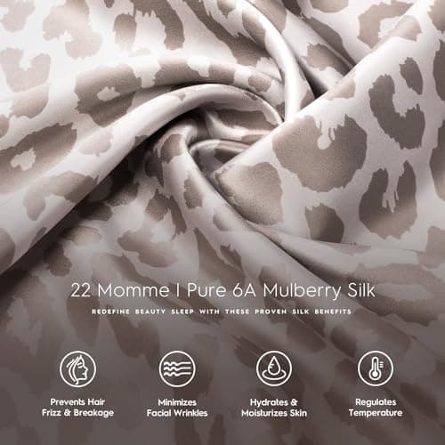 Tafts Silk Pillow Cases - 22mm 100% Pure Mulberry 6A Silk Pillowcase for Hair & Skin with Zipper Closure, Cooling, Natural, Organic, Double Sided Silk Pillow Case (Leopard, Queen 20"x30", 2pc) 5