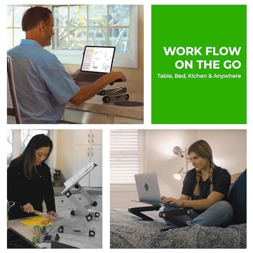 Uncaged Ergonomics WorkEZ Adjustable Laptop Stand for Desk, Laptop Stand Adjustable Height, Foldable Aluminum Cooling Computer Holder & Riser for Desk Bed, Black, XL 7