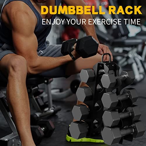 okugafit Weight Rack for Home Gym, 4 Tier Compact A-Frame Dumbbell Rack with Handle, Dumbbell Rack Stand only for Home Gym Workout (Dumbbells not Included) 6