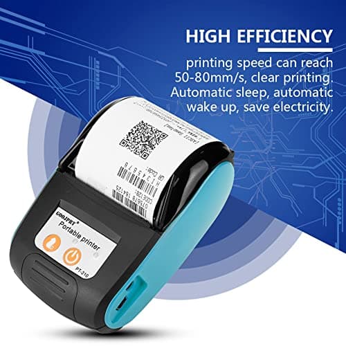 Portable Thermal Receipt Printer, 58mm Bill Printer for Labels, Receipts, Barcodes, Tags, and Wrist Bands, Bluetooth 4.0, Compatible with Android, iOS & Windows(Blue) 5