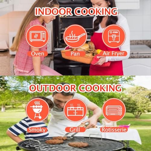 BHY Wireless Meat Thermometer - Smart Digital Cooking Thermometer with 500Ft Remote Range Wireless Probe, Food Thermometer for BBQ Oven Grill, with iOS & Android App, LCD Ddisplay 7