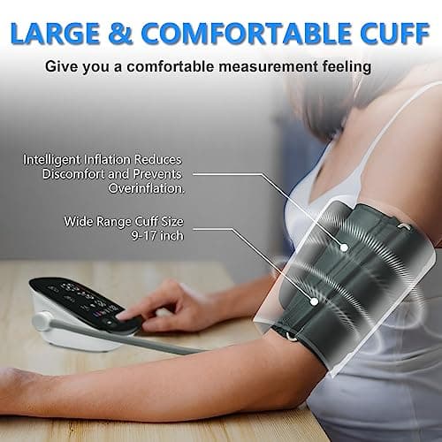 Blood Pressure Monitor, Automatic Upper Arm Blood Pressure Monitors for Home Use with Digital LED Display, Adjustable Blood Pressure Cuff 9-17'' with 2×199 Sets Memory (White) 7
