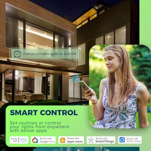 Lightinginside Matter Smart Light Bulbs 11W 1350LM 100W Equivalent, Compatible with Alexa/Siri/Apple Home/Google Home/SmartThings, A19 E26 WiFi RGBCW Color Changing Bulb,2.4G WiFi, ETL Listed, 4PCS 5