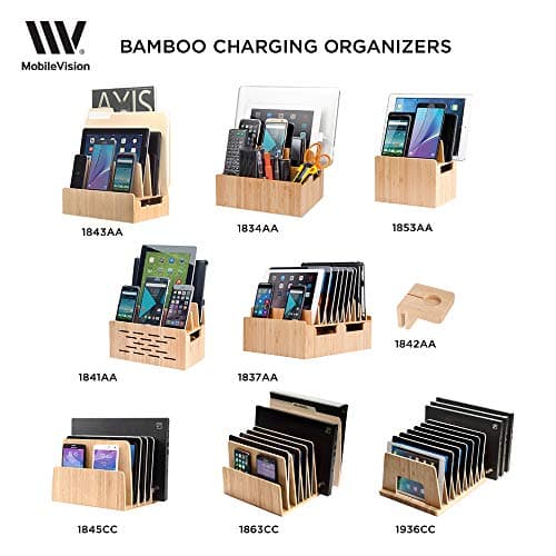MobileVision Bamboo Multi Device Organizer for Smartphones, Tablets and Laptops, 5 Slots 6