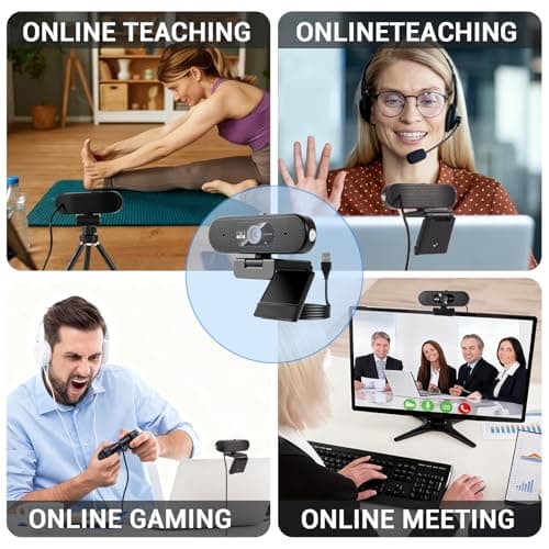Hprosper 2K HD Wide Angle Webcam with Microphone, Computer Monitor USB Zoom Video Camera External Web Cam for Streaming, Pc, Laptop, Desktop, Mac, Video Conference, Streaming Camera for Gaming 7