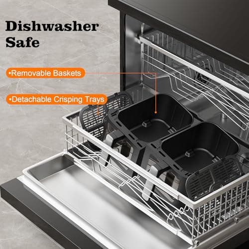 HoninJoy 12QT Large Dual Basket Air Fryer with Viewing Window and 50pcs Paper Liners, 10-in-1 Digital Touchscreen Double Zone Air Fryers, SyncCook to Bake,Roast,Reheat,Broil, Nonstick Dishwasher Safe 5