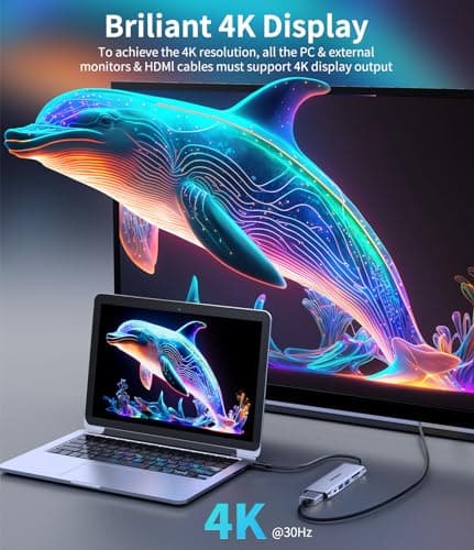 Ultrbeka USB C Hub, 7in1 USBC Hub, 4K HDMI Multiport Adapter, TF/SD Card Reader, 2×Powered USB-A 3.0 5Gbps, 100W PD, Dongle Adapter, USB-C Extender Compatible for Type C Ports Laptop,MacBook Pro/Air 5