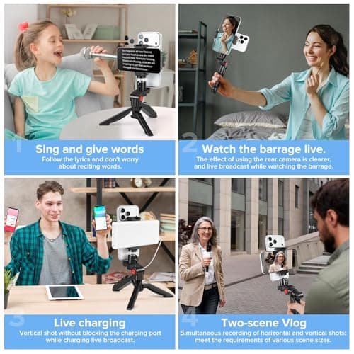 Heliora Teleprompter Kit for iPhone & Android (with Tripod), Double Phone Holder for Video Recording, Easy Storage and Transport for Vlogging, YouTube, Live Streaming, TikTok 7