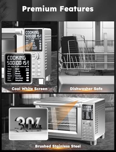 Nuwave Bravo XL Pro Air Fryer Toaster Oven with Grill Combo, 2025 New Ultra-Fast Convection System, 35% Crispier, 2X More Even, 142 Presets, 50-500F, Smarter Probe, PFAS Free, 30QT, Stainless Steel 9