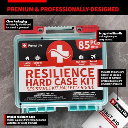 Protect Life Survival First Aid Kit for Home/Business, Camping Survival Kits | Mini Travel First Aid Kit | Camping Equipment | Small Kits for Car | Outdoor Emergency Survivals Pack - 85pcs 5