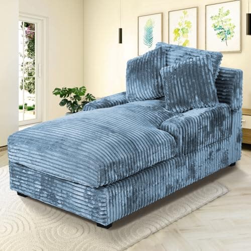 DIFYHOMEY 59 Inches Chaise Lounge Indoor with Adjustable Backrest, Single Sleeper Sofa Chair with Lumbar Pillows, Upholstered Sofa Bed for Living Room, Bedroom, Office