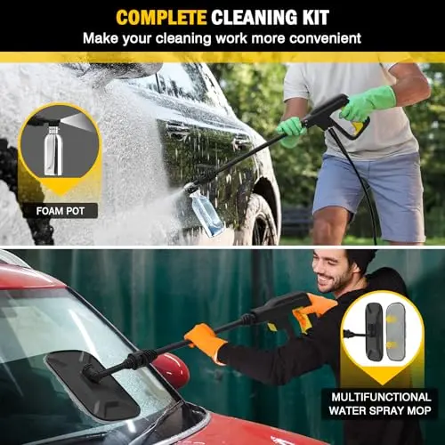 VERVEWAVE Electric Pressure Washer 2400 Max PSI -1.79 GPM Portable Pressure Washer with 360° Rotating 5-in-1 Nozzle, Power Washer with Foam Pot/Car Wash Kit for Cars, Driveways, Siding, Patios, Garden 5
