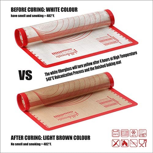 Silicone Baking Mat Set of 6, GUANCI Grade Food Baking mats Non-Stick Reusable Pizza Bakeware Mat for Making Macaroon, Pizza, Cookie, Pastry, Bread, Bun（Red） 8