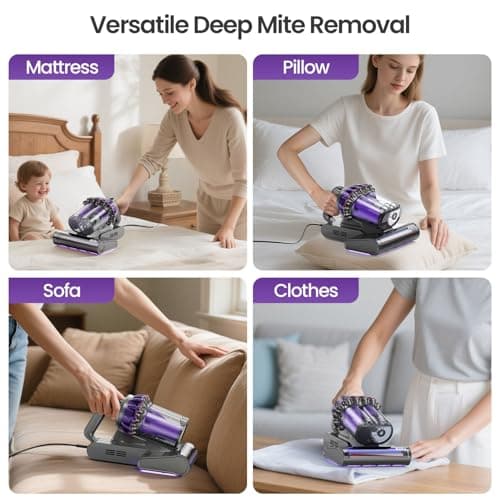 Xlife Mattress Vacuum Cleaner, Bed Vacuum with 2 Roller Brushes for Pet Hair, 253.7nm UV-C Light, 140F° Heating, 550W 16KPA Suction, HEPA Filter Couch Vauum for Bed, Sofa, Pillow, Baby Crib (Corded 10