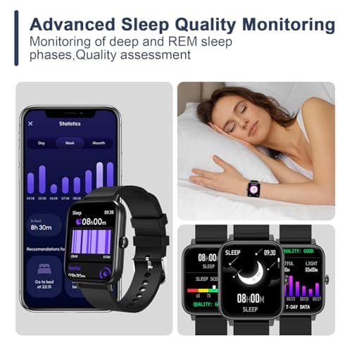 Smart Watch Full Touch Smart Watches for Android iOS Phones Compatible (Answer/Make Call) Smart Fitness Tracker Watch for Women Man Waterproof Smartwatch with Sleep/Heart Rate/sports/Step (Black) 7