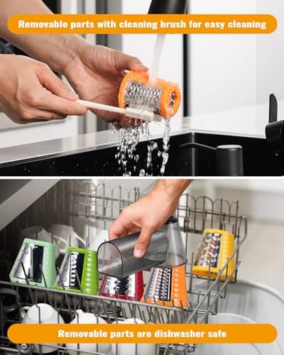 Electric Cheese Grater Salad Shooter,5-In-1 Electric Slicer For Home Kitchen,One-Touch Easy Control,With Safety Push Bar Cheese Grater Electric For Zucchini,Cheese,Vegetables And Smoothie 6