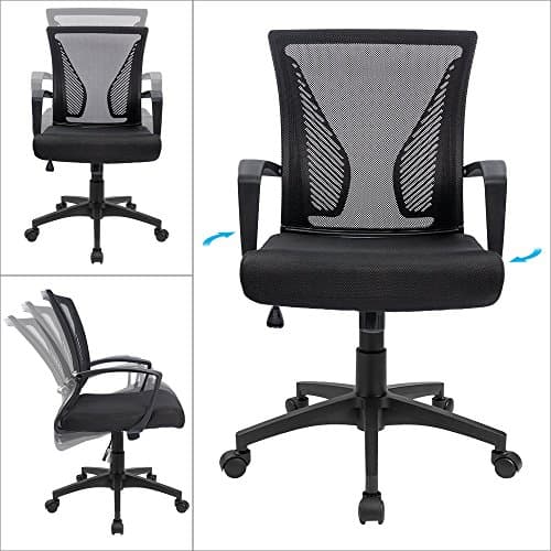 Furmax Office Chair Ergonomic Computer Desk Mesh Chair Mid Back Swivel Lumbar Support with Armrest (1, Black) 5