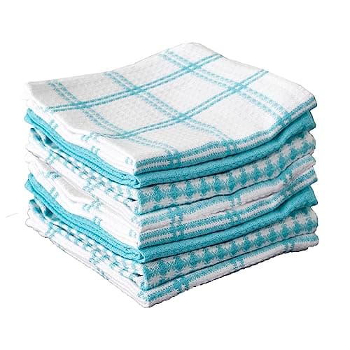 T-Fal Premium Waffle Dish Cloths: Highly Absorbent, Super Soft Long Lasting - 100% Cotton, 12"x13" Towel for Cleaning & Drying, (8-Pack), Breeze
