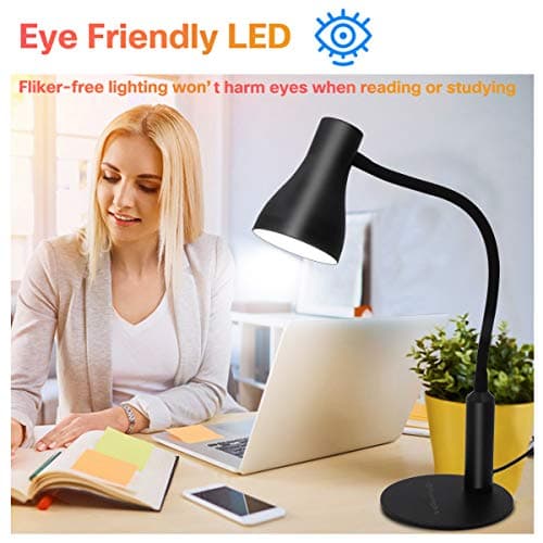 CeSunlight LED Desk Lamp, 3 Lighting Modes and 6 Brightness Levels, 10W Flexible Gooseneck Table Lamp for Living Room and Study, Remote Control with Timing Function, AC Adapter Included (Black) 5