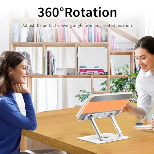 Alumuxx Adjustable Acrylic Book Stand for Reading in Bed, Book Holder Stand for Reading Hands Free, Cookbook Stand for Kitchen Counter, Reading Stand Book Holder for Couch, 360° Rotating & Page Clips 6