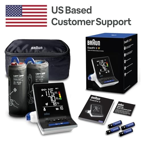 Braun ExactFit 3 Blood Pressure Monitor for Home Use, Blood Pressure Machine, Color-Coded, High BP Monitor, 2 Upper Arm Cuff Sizes, 80 Memory Slots 7