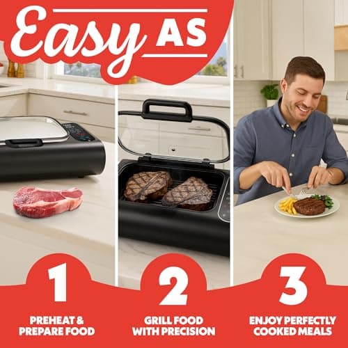 Gourmia Smokeless Indoor Grill & Air Fryer raclette grill with Smoke Extracting Technology for indoor grill Extra-Large Nonstick Cooking electric grill indoor Korean BBQ Style 6 Quart FoodStation™ 11