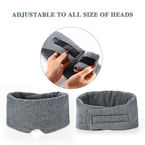 FRESHME Cotton Sleep Eye Mask for Women Men - 100% Blocking Light Travel Blindfold, Soft Zero Pressure Grey Eyes Cover with Adjustable Velcro Strap for Side Sleeper Night Sleeping, Work Nap and Yoga 6