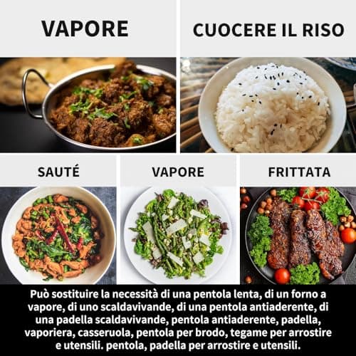 Eamoment 5.5QT Programmable Slow Cooker With Timer,Non Stick Aluminum Alloy Liner.SLOW COOK HIGH/SLOW COOK LOW/WHITE RICE/STEAM/SAUTE/WARM/DELAY,and Other Practical Functions 6