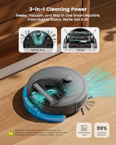 Lefant Robot Vacuum and Mop, Upgraded LiDAR Navigation, 450ml Visible Dustbin, Strong Suction, Multi-Floor Mapping, Self-Charge, WiFi/Alexa/APP, Multi-Surface Cleaning, M330 Pro Grey 5