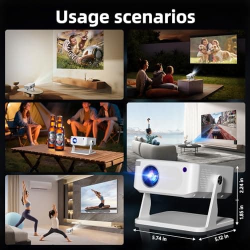 Phigeek Mini Projector with WiFi 6 and Bluetooth 5.2, Portable Projector 4K Support, Auto Vertical Keystone 270° Rotatable, Compatible with Smartphone/TV Stick/Box/USB/HDMI 7