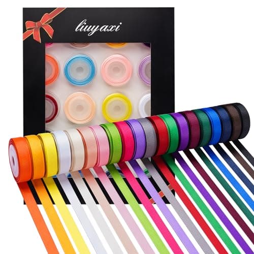 LIUYAXI 100 Yards Solid Grosgrain Ribbon, 3/8" X 5 Yard/Roll, 20 Colors Rainbow Multicolor Fabric Ribbons Roll Perfect for Crafts Gifts Wrapping Flower Bouquet Hair Bows & Other Projects