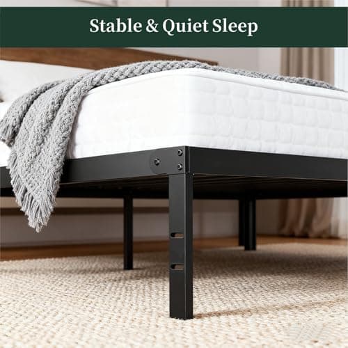 Full Size Bed Frame, 14 Inch Metal Platform Bed Frames with Heavy Duty Steel Slat Support, No Box Spring Needed, Easy Assembly, Under Bed Storage 6