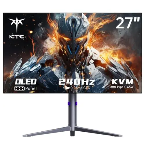 KTC 27 Inch OLED Gaming Monitor, QHD 2560 x 1440, 240Hz, 0.03ms, Type-C 65W, Built-in Speakers, G-SYNC & FreeSync, HDMI2.0, DisplayPort1.4, USB-C 3.0, G27P6