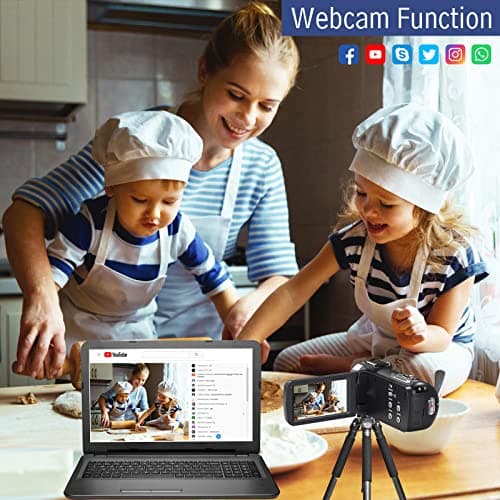 DINGETU 4K Video Camera Camcorder Ultra 44MP Vlogging Camera for YouTube 18X Digital Zoom Camcorder 3.0" IPS Screen IR Night Vision with External Mic, Controller, 2 Batteries and 32G SD Card 6