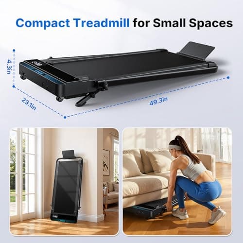 MERACH Walking Pad Treadmill with Handle Bar and 6% Incline, 7.6MPH 2 in1 Folding Treadmill for Home, 3.0HP Easy Store & Foldable Walking Pad with Incline, LED Screen, APP, 300Lbs Capacity 5