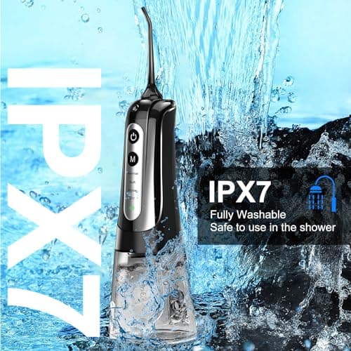 Water Dental Flosser Pick for Teeth: 4 Modes Cordless Portable Water Flossers Teeth Cleaner Rechargeable 300ML IPX7 Waterproof Oral Irrigator Flossing Cleaning Picks for Home Travel 7