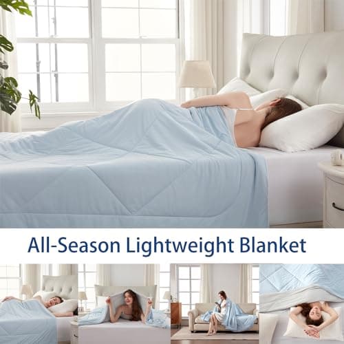 BedTreat Cooling Comforter Queen Size Cool Comforters for Hot Sleepers Cooling Blanket Breathable Comforter Summer Bedding Blue and Grey 6