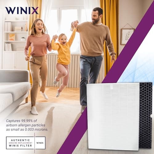 Genuine Winix 116130 Replacement Filter H for 5500-2 Air Purifier , 16.25"L x 12.5"W x 1.5"Th, White 5
