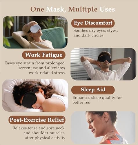 Heated Eye Mask (2-Packs), Moist Warm Compress Microwave with Flaxseed Cassia Seed, Weighted Eye Mask for Sleeping, Dry Eyes, Stye Eye Treatment, Relief Eye Fatigue (Black&Grey) 7