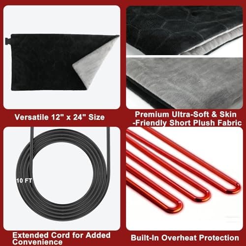 KozyOne Weighted Premium Heating Pad - Far Infrared & Negative Ion Therapy for Pain Relief in Back, Neck, Shoulders, Knees, 4 Heat Settings, Auto-Off, Machine Washable (12" x 24") 5