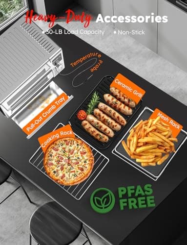 Nuwave Bravo XL Pro Air Fryer Toaster Oven with Grill Combo, 2025 New Ultra-Fast Convection System, 35% Crispier, 2X More Even, 142 Presets, 50-500F, Smarter Probe, PFAS Free, 30QT, Stainless Steel 10