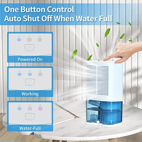 68oz, （810 Sq.ft）Dehumidifiers for Home,Quiet Dehumidifier With Drain Hose & Auto Shut Off, Portable Small Dehumidifiers for Bathroom Room Basements Bedroom Closet RV 6