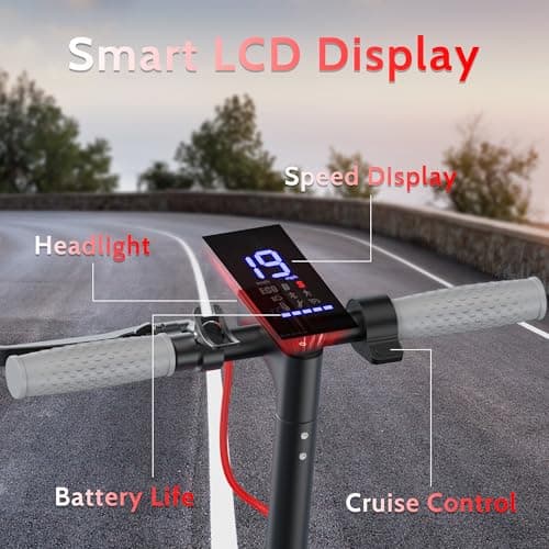 Roinside Electric Scooter with Seat - 8.5" Solid Tires, 350W Motor, Up to 19 MPH and 21 Miles Long-Range Commuting Foldable Scooter for Adults with Dual Braking System and Smart App 2