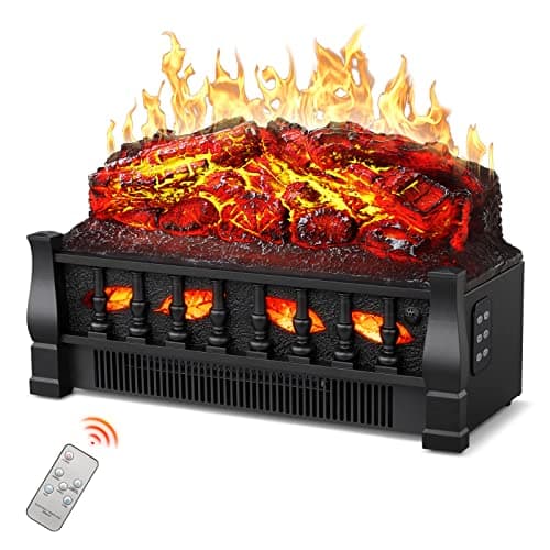 Havato Electric Fireplace Log Set Heater, 21" Vintage Design Portable Freestanding Fireplace Log Heater, Realistic Flames, Overheated Protection, Realistic Ember Bed for Home and Office, 750W/1500W
