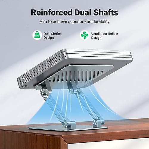 UGREEN Tablet Stand Holder for Desk Dual Rod Support Aluminum Tablet Holder Adjustable Multi-Angle Home Office Accessories Compatible with iPad Pro 13 12 11 10.5 Air Mini 5 4 3 2 Phone E-Reader Silver 8