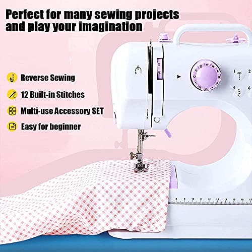 rxmeili Sewing Machine Portable mini Electric Sewing Machine for beginners 12 Built-in Stitches 2 Speed with Foot Pedal，Light, Storage Drawer. 7